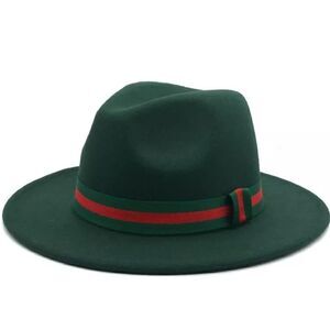 Army Green Fedora Hat with Elastic Band